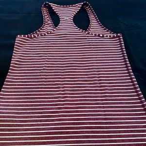 Lululemon racer back tank top. Size 8. White and maroon striped.